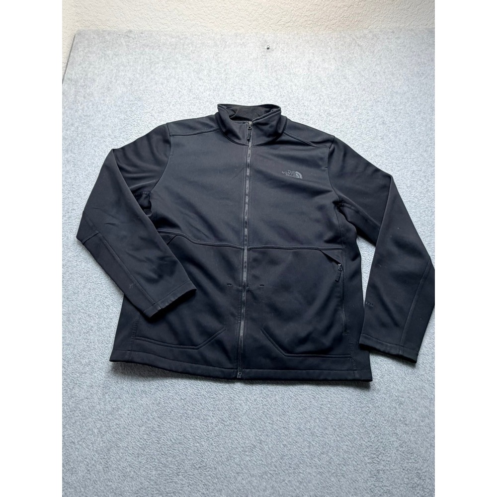 The North Face Mens Full Zip Softshell Jacket Black Mock Neck Coat Large